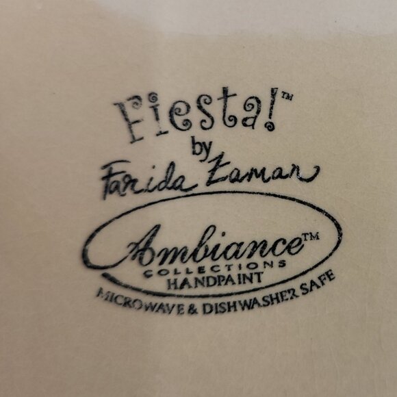 FIESTA Farida Zaman Ambiance Collection Ceramic 8" Handpainted Snack Plate - Picture 6 of 6